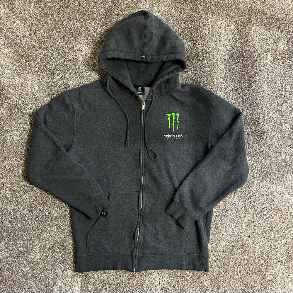 Y2K Men’s Monster Energy Full Zip Hoodie Sweater Size Medium